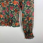 Natural Life  Juliana Mesh Smocked Top Large Dark Floral Garden Lightweight Sheer Photo 1