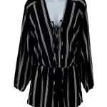 Revolve LUCCA Couture Striped Lace Up Romper Photo 0