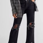 Free People  Maggie Mid Rise Straight Jean Distressed Raw Hem Washed Black 27 NWT Photo 2