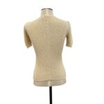 Courreges Vintage Sweater Short Sleeve Ribbed Knit Logo Beige Cream Size 0 XS Yellow Photo 5