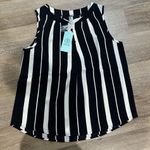 Black and White Striped Sleeveless Top Photo 0