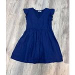 Vineyard Vines Linen Pintuck Dress Navy Blue Linen Blend Flutter Sleeve Size L Photo 4