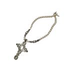 Classy faux pearl & clear crystal cross necklace Photo 6