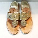 Jack Rogers Sandal Womens Navajo Gold Sparkle Flip Flop Sz 7/7.5 GUC !FLAW READ! Photo 1