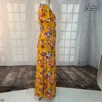 ASOS rokoko Yellow Surplice Neck True Wrap Floral Short Sleeve Maxi Dress Small Photo 3