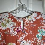 AUW  Orange Floral V Neck Short Sleeve Top size 2X Photo 9