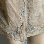 Brandon Thomas Leather Jacket With Cutout Turquoise Design Beaded Detailing Size Medium Photo 7