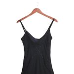 VTG 90's Y2K Black Beaded Silk Sleeveless Mesh Asymmetrical Cocktail Maxi Dress Size 8 Photo 3