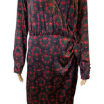 On 34TH Black and Red Wrap Style Dress with Bishop Sleeves V Photo 0