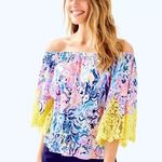 Lilly Pulitzer Zaylee Top with Floral Crochet Lace Top Size XS Photo 0