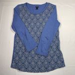J.Crew  Womens Embroidered Floral Top 3/4 Sleeve T‎ Shirt Crew Neck Blue XS Photo 4
