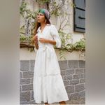 ZARA  Oyster White Bohemian Button-down Lapel Collar Trimmed Midi Dress Sz XXL Photo 1