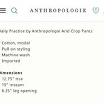 Anthropologie Nwt Daily Ritual Arid Crop Pants Photo 4