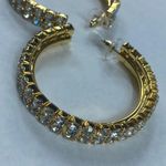 Dress Up Gold Tone Hoop Rhinestone Pierced Post Earrings Women Sparkle Shine  Photo 13