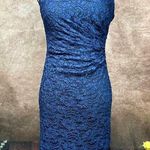 Aidan Mattox Beaded Lace Cocktail Dress Dark Navy Blue 2 Photo 0