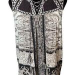 Lucky Brand Black White Hippie Boho Eclectic Embroidered Paisley Corset Tank Top Photo 0