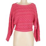 Pilcro Raspberry Cropped Dolman Sleeve Cable Knit Sweater Pink Size M Photo 0