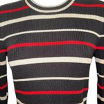St. John For Nordstrom Black, Red and White Striped Ribbed Stretch Sweater EUC S Photo 4