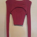 Aeropostale Pink Ribbed Cut Out Cropped Sweater Photo 0