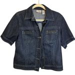 Jacket Women's Size Medium Denim Short Sleeves Blue Chicos 1 Photo 0