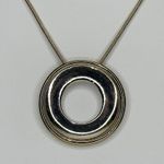 Chico's Round Pendant Gold Silver Tone Mixed Metal Necklace Adjustable β¨ Photo 1