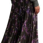 Lauren Ralph Lauren Floral Pleated Satin Charmeuse Skirt Size US 12 Photo 2