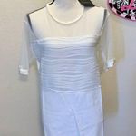 NWT Marisa Kenson white sheer lace & faux leather blouse Size L Photo 0