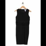 Carmen Marc Valvo Ponte Scoop Neck Dress, Black Size: 10, Fringe Dress NWT Photo 5