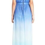 Jay Godfrey NWT Sinclair Blue Teal Ombre Chiffon Slit Front Maxi Dress Gown 4 Photo 2