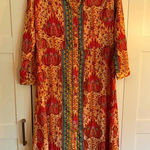 Vintage Silk Blend Paisley Kimono Dress S/M Mumu Gold Photo 0