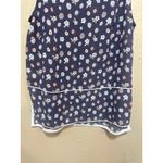 Loft  Floral Print Sleeveless Blouse Top Women's Size S White Trim Dark‎ Blue Photo 3