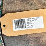 NWT Tru Luxe Jeans Floral Ruffle Trim Long Sleeve Top Medium Brown Photo 8