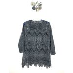 Soft Surroundings Womens Tunic Top Boat Neck Open Crochet Lace Gray Size Medium Photo 4