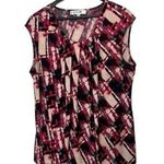 Jones Studio  Separates Pink & Black Sleeveless Pleated Chest Blouse Women's 2X Photo 0