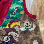 None Vintage Handknit Lecomte Red Christmas Sweater Vest Women Size M Holiday Photo 2