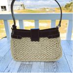 Brighton Vintage Straw & Faux Croc Leather Mini Purse Pockets Heart Charm Photo 1