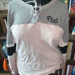Victoria's Secret Victoria’s Secret pink and gray M pullover lace up oversized shirt Photo 0