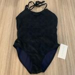 Athleta NWT Snake Keyhole One Piece Bathing Suit Blue Black Size Small Photo 0