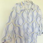 JM Collection  Multicolor Linen Button 3/4 Sleeve Summer Comfy Artsy Shirt Top 14 Photo 9