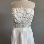 Jasmine Couture Strapless Wedding Dress Pleated Skirt Size 8 Sequins Beaded White Photo 5