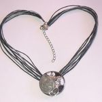 Gaudi Black Gray CZ Rhinestones Shimmer Enamel Pendant Boho Necklace Photo 2