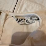 AMUR Beba White Mini Dress Women’s Size 4 Asymmetric Ruffle Hem Button Front White Photo 4