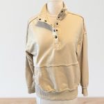 Comfy Tan Pullover Snap up Turtleneck Sweatshirt New Size XS Photo 6