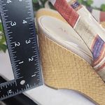 Anne Klein Fortuna Stripe Fabric Slingback Rattan Wedge Sandals Boho 6M Photo 9