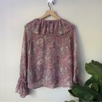 Show Me Your Mumu Sheer Long Sleeve Peasant Top Floral Paisley Lace Up Neckline Photo 1