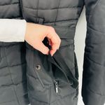 Karl Lagerfeld  Belted Puffer Trench Coat Faux Fur Hood Black Size L Photo 5