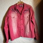 Diane Gilman DH2 by  Embellished Pink Denim Jacket womens size 1X‎ studded Photo 0
