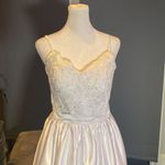 Women’s White Satin Full Length Prom Party Dress Corset Back Size 2 NWOT White Photo 1