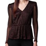 Simply Vera  Vera Wang puff sleeve metallic peplum blouse Photo 0
