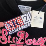 MC2 St Barth Wool Cashmere Blend Knit Hooded Crop Sweater Hot Pink Spell Out Black Size M Photo 3